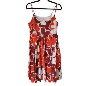 Odille Floral Print Midi Dress Women's Size 8 Full Pleated Skirt Anthropologie